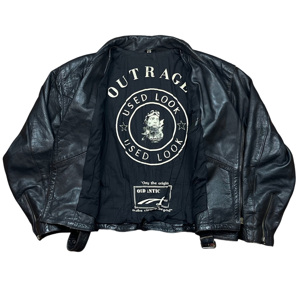 Vintage Outrage Aviator Motorcycle Leather Jacket (M)