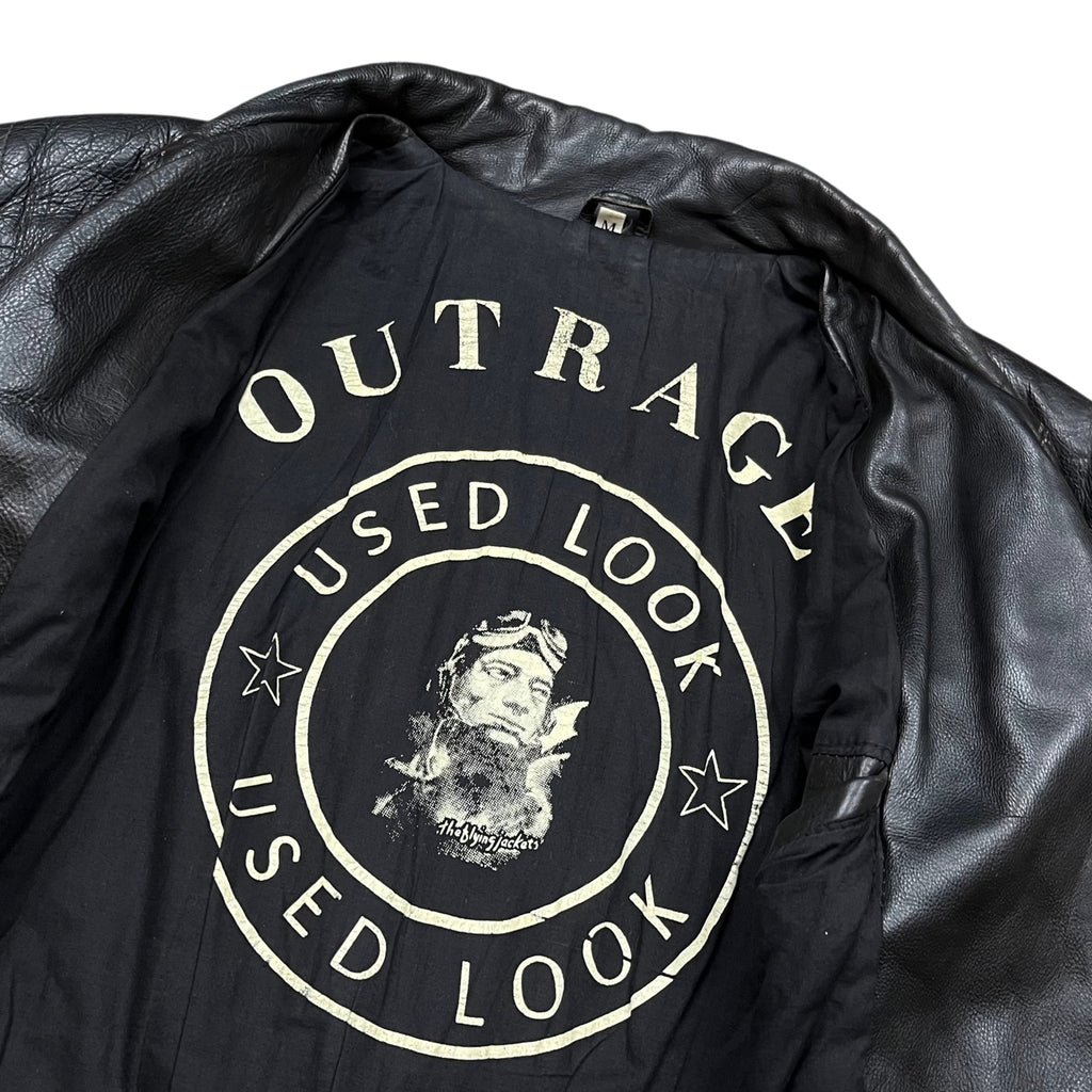 Vintage Outrage Aviator Motorcycle Leather Jacket (M)