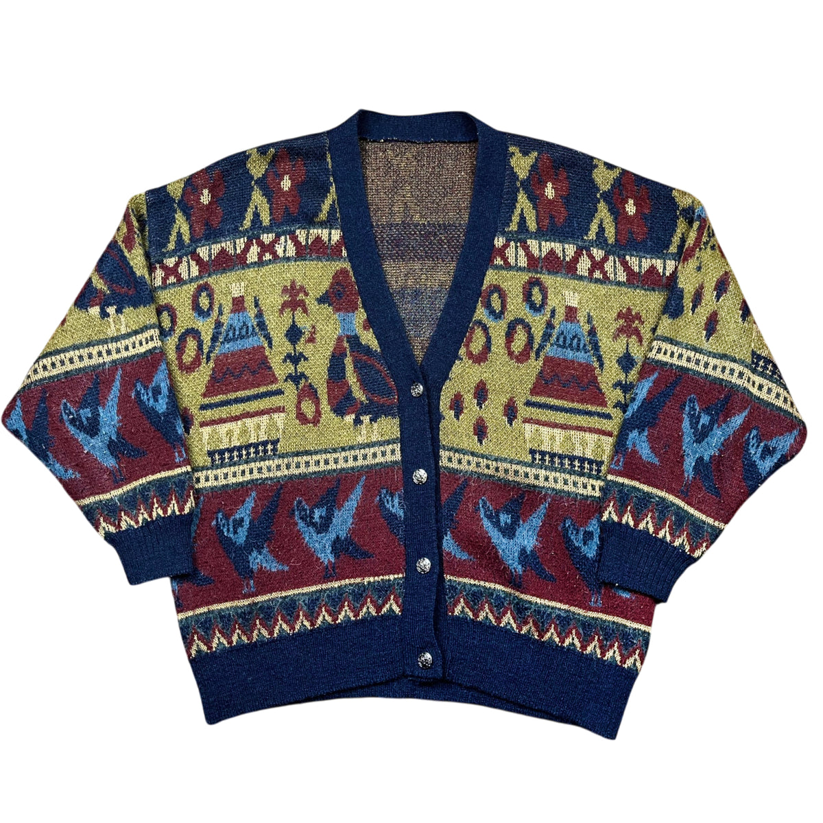 Vintage 90's Hunter Pattern Wool Sweater Cardigan (M-L)